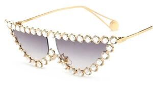 Vintage Cat Eye Sunglasses Trendy Fashion Bling Rhinestone Purple & Gold NEW
